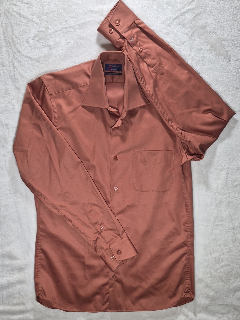 Antthony Men's Long-Sleeve Dress Shirt in Copper-Rust